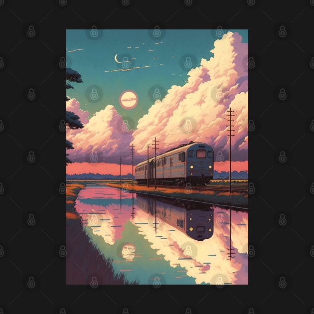 Retro Anime Style Old Japanese Train by KaPrints