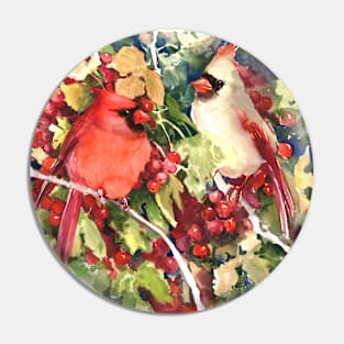 two cardinal birds in the woods Pin