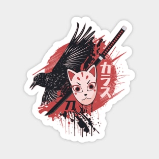 Crow with black katana Magnet