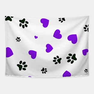 Dog Paw Purple Heart Art Tapestry