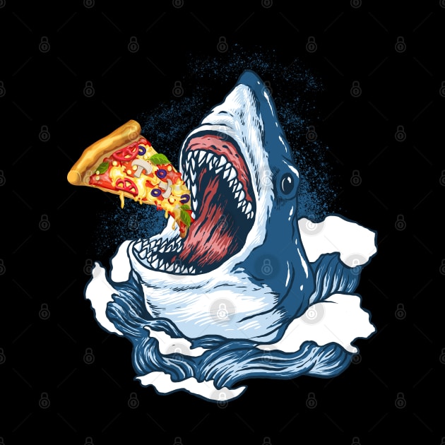 Shark Eating Pizza by TeddyTees