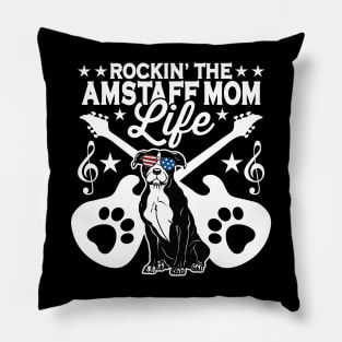 Rockin The Amstaff Mom Life Dog Lover Guitar Musician Pillow