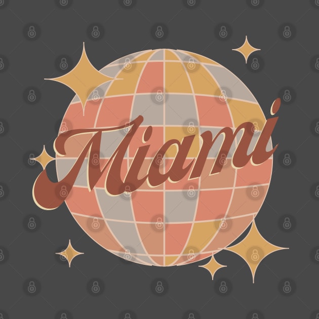 Miami Florida Retro Vintage disco ball brown by Bailamor