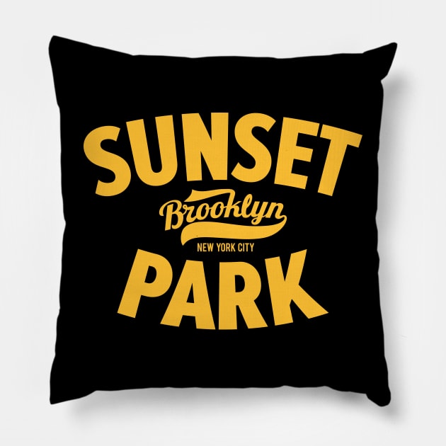 Sunset Park NYC - Urban Vibes Emblem for Trendsetters - Brooklyn Style Pillow by Boogosh