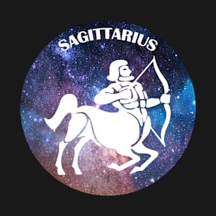 Sagittarius Astrology Zodiac Sign - Sagittarius Astrology Birthday Gifts - Space Stars Background - White T-Shirt