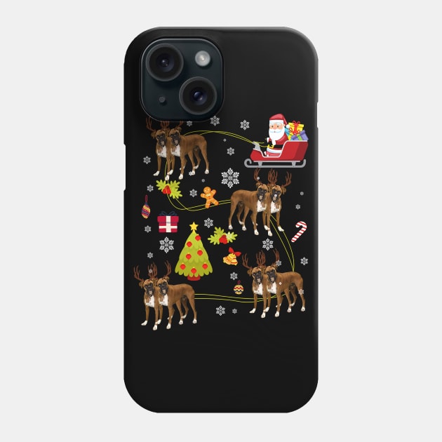 Boxer Dog Christmas Tree Santa Hat Lights Phone Case by IainDodes