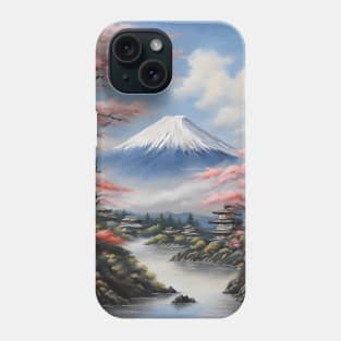 Japan Nature Mount Fuji Cherry Blossom Oil Painting Art Phone Case