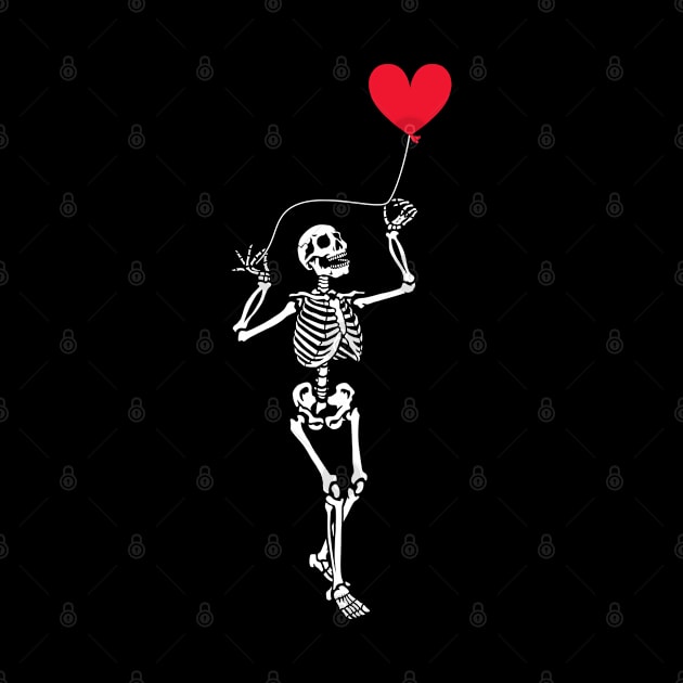 Skeleton with Baloon Heart by Merilinwitch