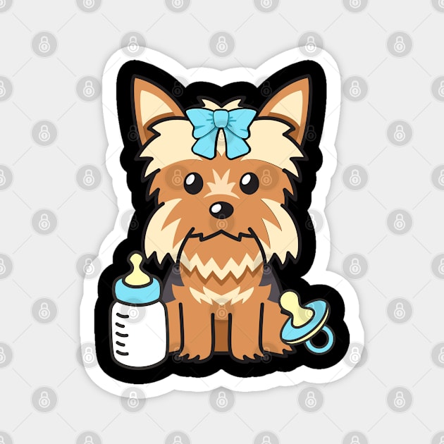 Cute baby yorkshire terrier getting its milk and pacifier Magnet by Pet Station