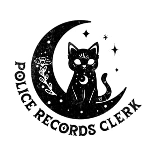 Police Records Clerk - Magical Cat On Moon Design T-Shirt