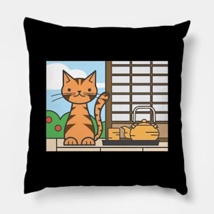 cute cat in the morning Pillow