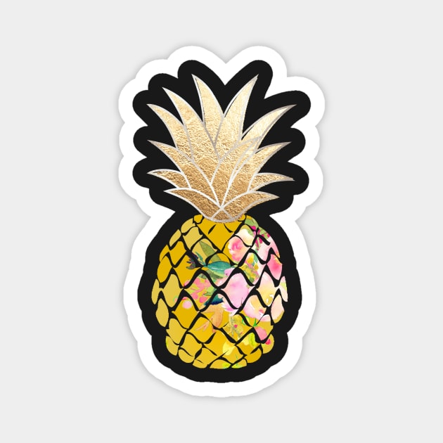 Aloha pineapple, faux gold Magnet by PixDezines