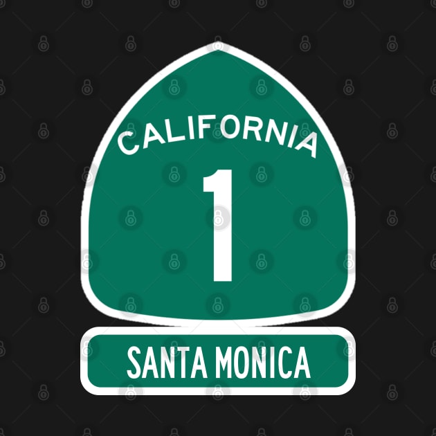 SANTA MONICA PACIFIC COAST Highway 1 California Sign by REDWOOD9