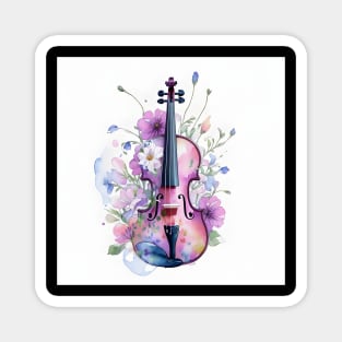 Violin With Flowers Magnet