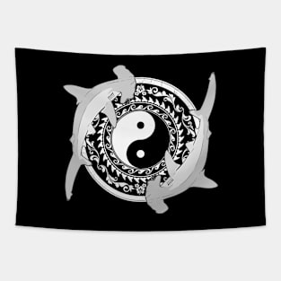 Yin and Yang Hammerhead Sharks Tapestry