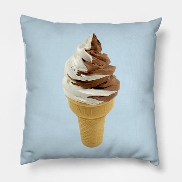 Twist Ice Cream Cone - Chocolate & Vanilla Pillow by oggi0