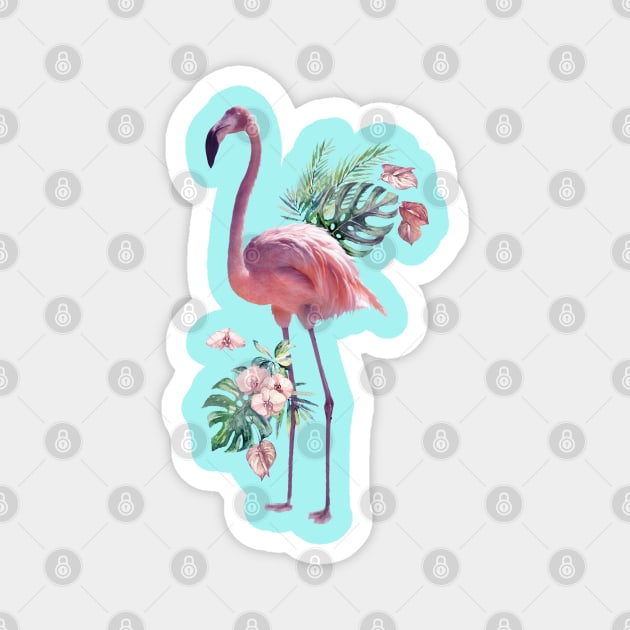 Tropical Flamingo Standing Watercolour Magnet by Bramblier