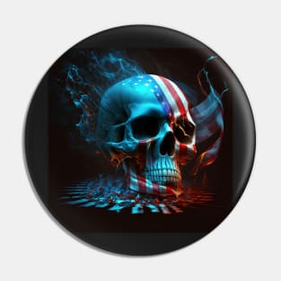 American Flag and Skull Art Pin