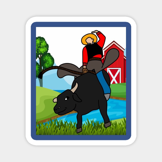 Rodeo Riding On A Bull Magnet by flofin