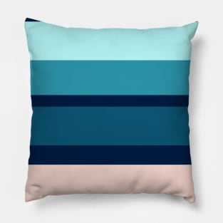 A remarkable tranquility of Oxford Blue, Blue Sapphire, Christmas Blue, Pale Cyan and Champagne Pink stripes. Pillow