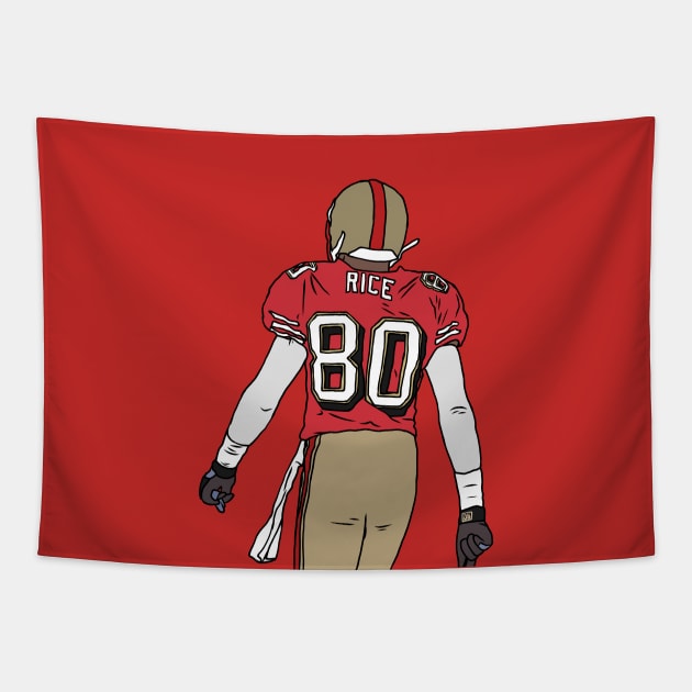 Jerry Rice Back-To Tapestry by rattraptees