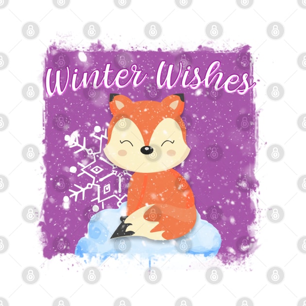 PINK WINTER WISHES FOX by GreyMoonStudio