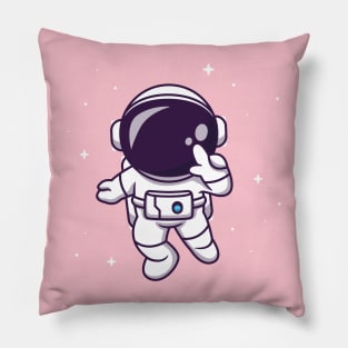 Cute Astronaut Flying In Space Cartoon Pillow