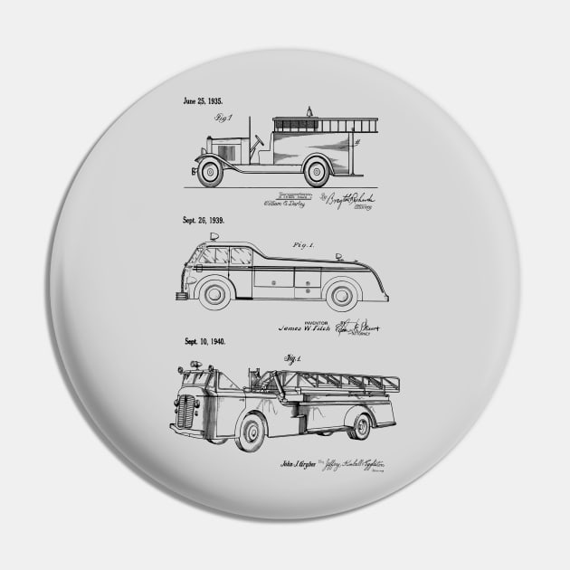 Patent Prints Vintage Fire Trucks Pin by MadebyDesign