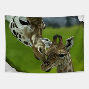 Giraffe Mother Love Tapestry