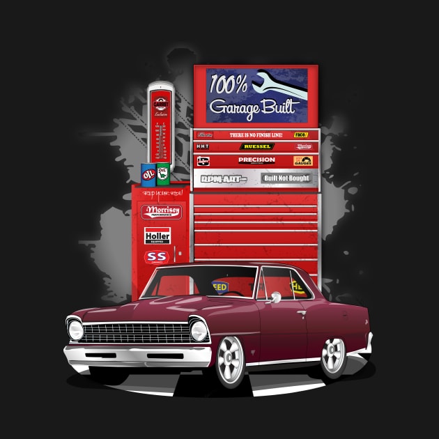 1967 Madeira Maroon Chevrolet Nova Garage Built Print by RPM-ART