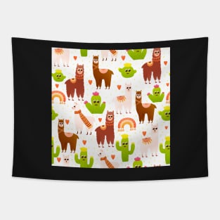 Alpaca and cactus seamless pattern Tapestry