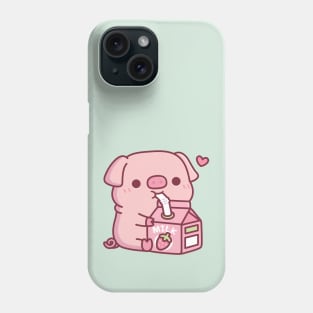 Cute Little Pig Loves Strawberry Milk Phone Case