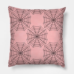 Pink And Black Spider Webs Pillow