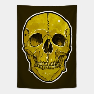 golden yellow skull Tapestry