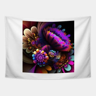 A Brightly Colored Fractal Bouquet of Flowers Tapestry