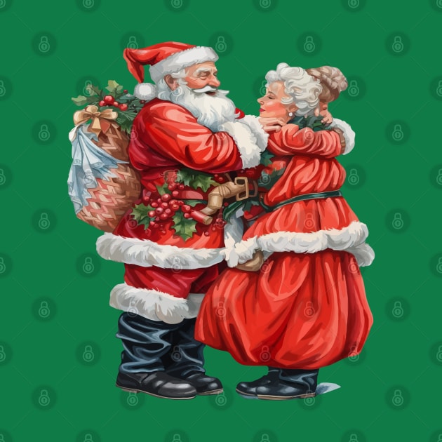 Nostalgic Mr and Mrs Claus Festive Christmas Couple by taiche