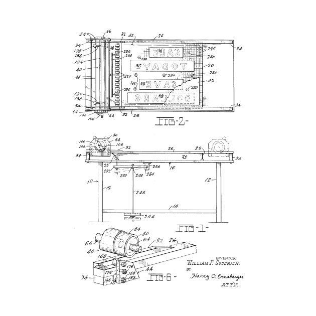 Card Printing Machine Vintage Patent Hand Drawing by TheYoungDesigns