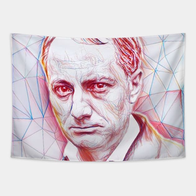 Charles Baudelaire Portrait | Charles Baudelaire Artwork | Line art Tapestry by JustLit