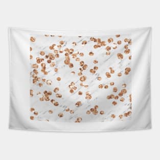 Rose gold crystals - white marble Tapestry