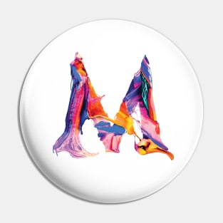 Colorful Painted Initial Letter M Pin