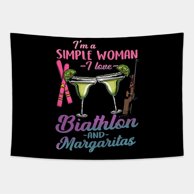 I'm A Simple Woman I Lover Biathlon And Margaritas Tapestry by biNutz