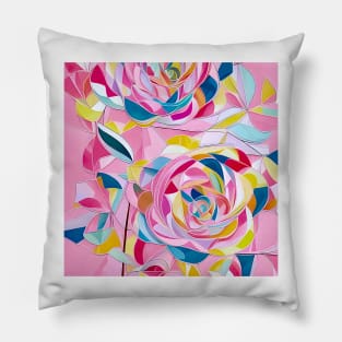 Stylized Floral in Pastel Colors Pillow