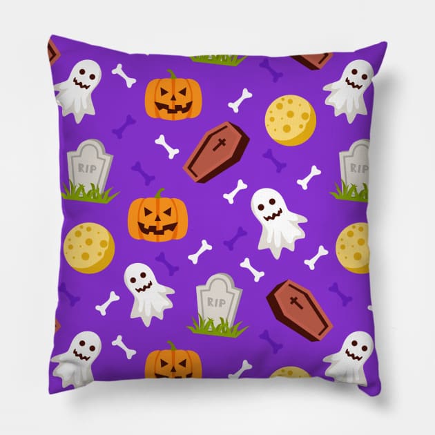 Halloween Seamless Pattern Pillow by aquariart