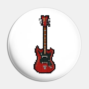 Tiled Pixel Red 8-String Bass Guitar Upright Pin