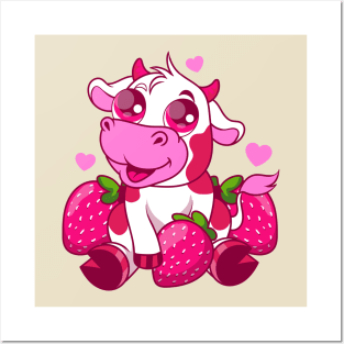 Strawberry Cow kawaii Art Board Print for Sale by MayBK