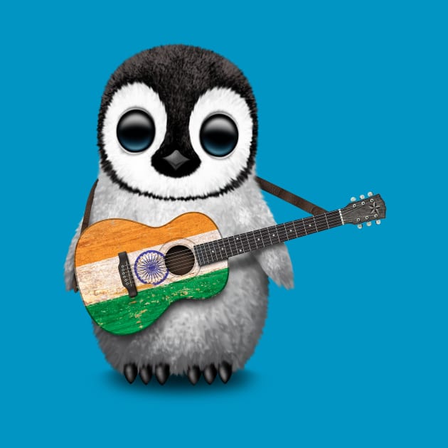 Baby Penguin Playing Indian Flag Guitar by jeffbartels