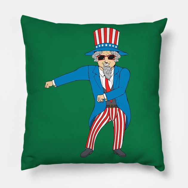 Flossing uncle sam 4th of july desing Pillow by LIFUA