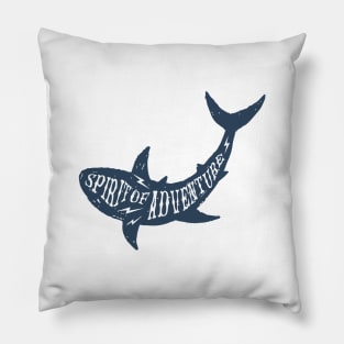 Hand Drawn Shark. Spirit Of Adventure. Motivational Quote Pillow