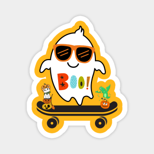 Ghost Skateboard Lazy Halloween Costume Funny Skateboarding Magnet