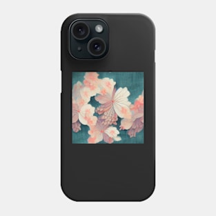 Pink flowers on Teal background Chiyogami Pattern Phone Case